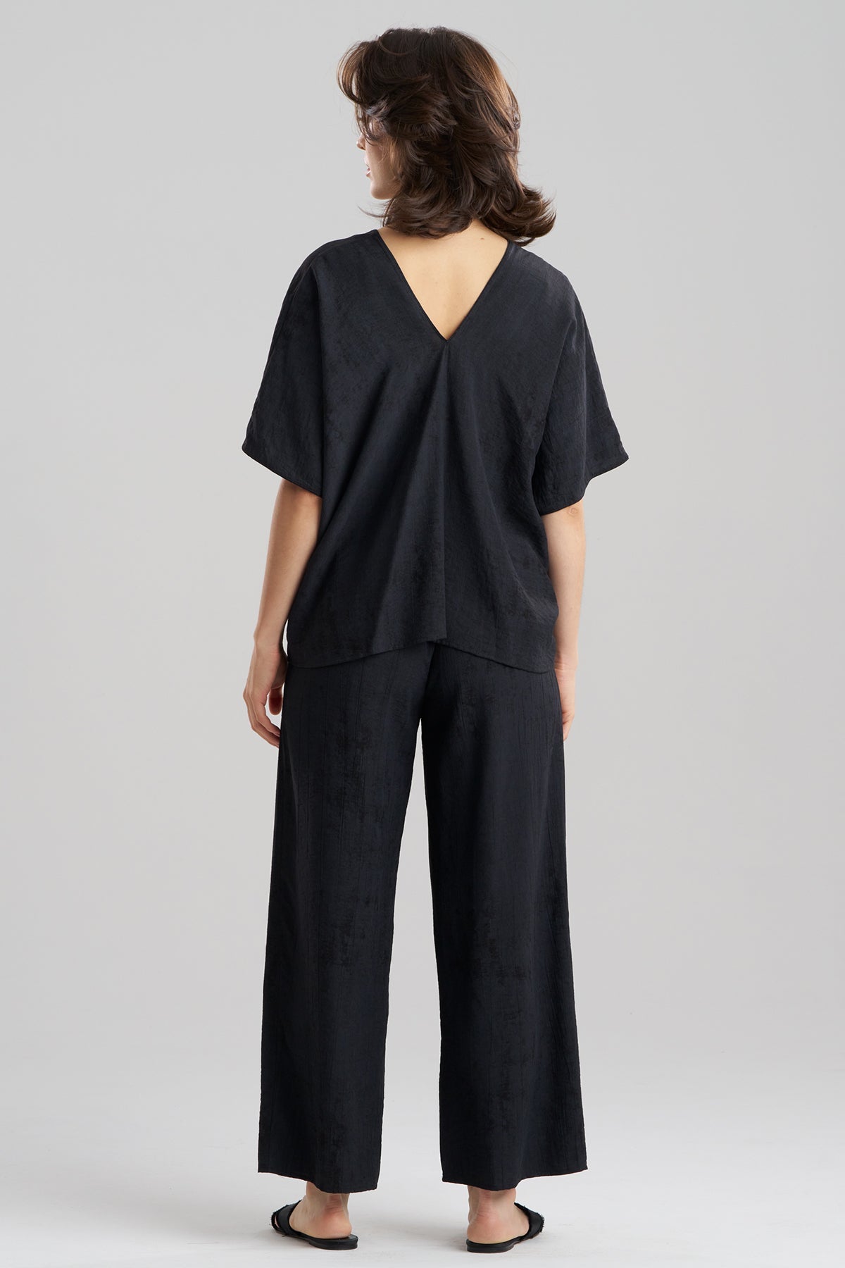 Terra Foil Crinkle Caftan Shirt Black