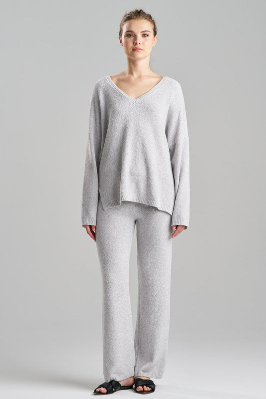 Buy Aura Heather Chenille V-Neck Top in Heather Dove Grey Online Heather Dove Grey