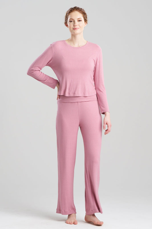 Skye Rib Ease Long Sleeve Top Tea Pink