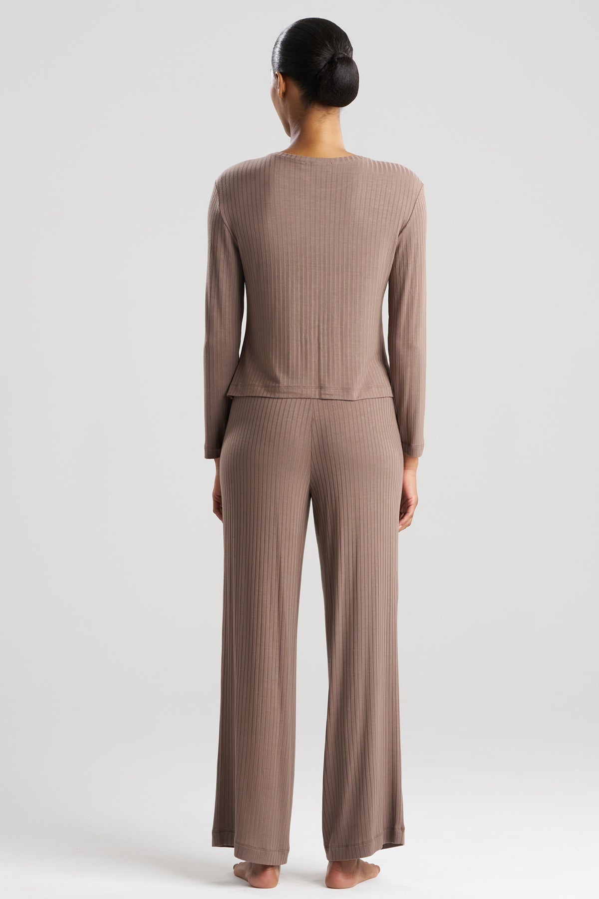 Skye Rib Ease Long Sleeve Top Dark Taupe