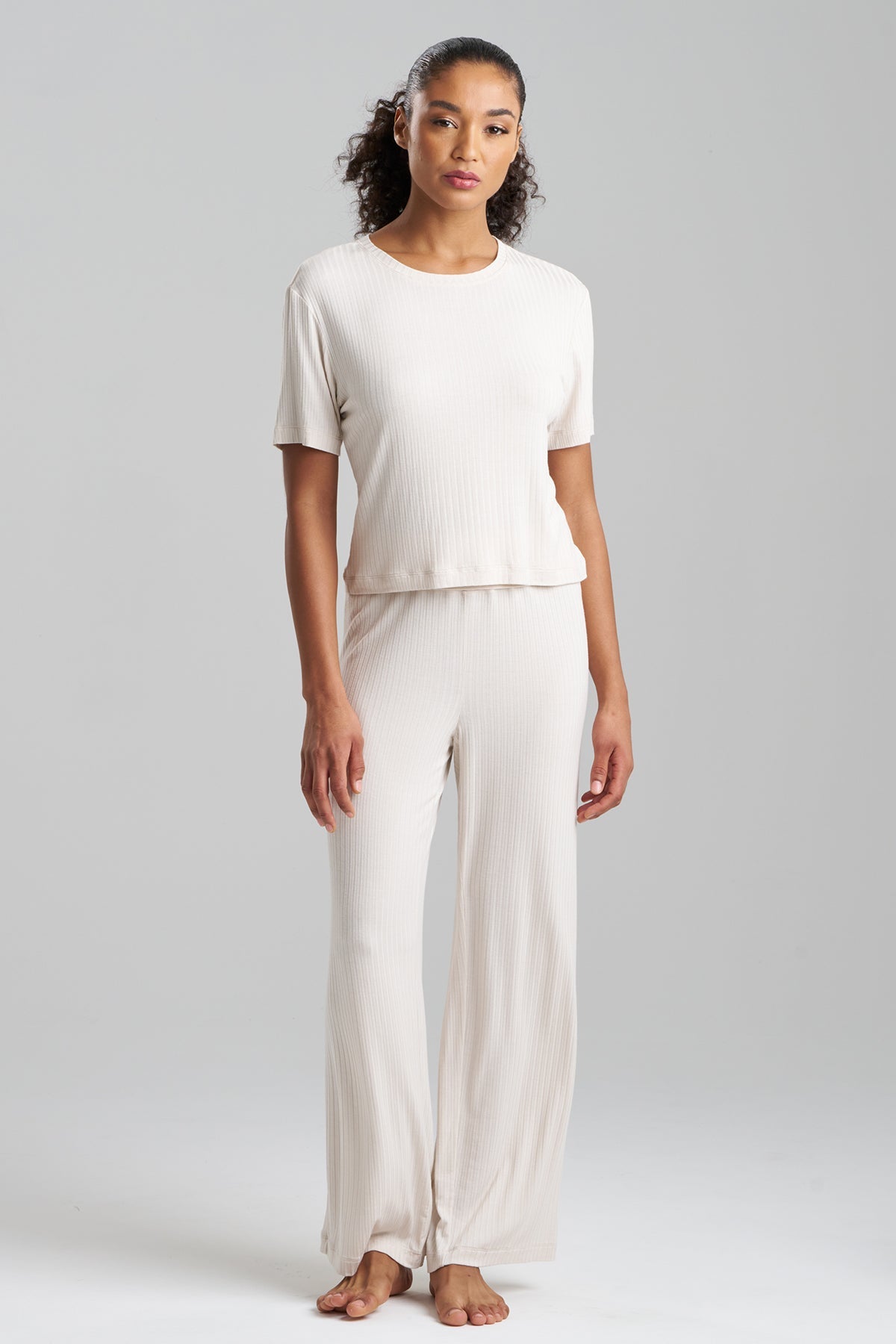 Skye Rib Ease Short Sleeve Top Ecru