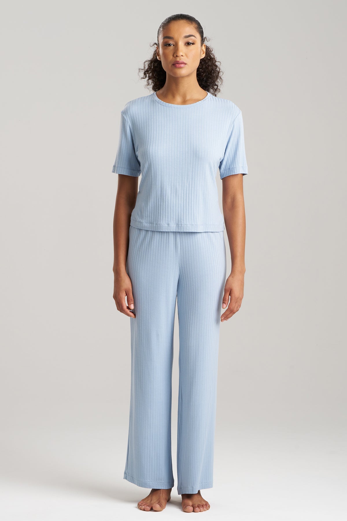 Skye Rib Ease Short Sleeve Top Blue Sky