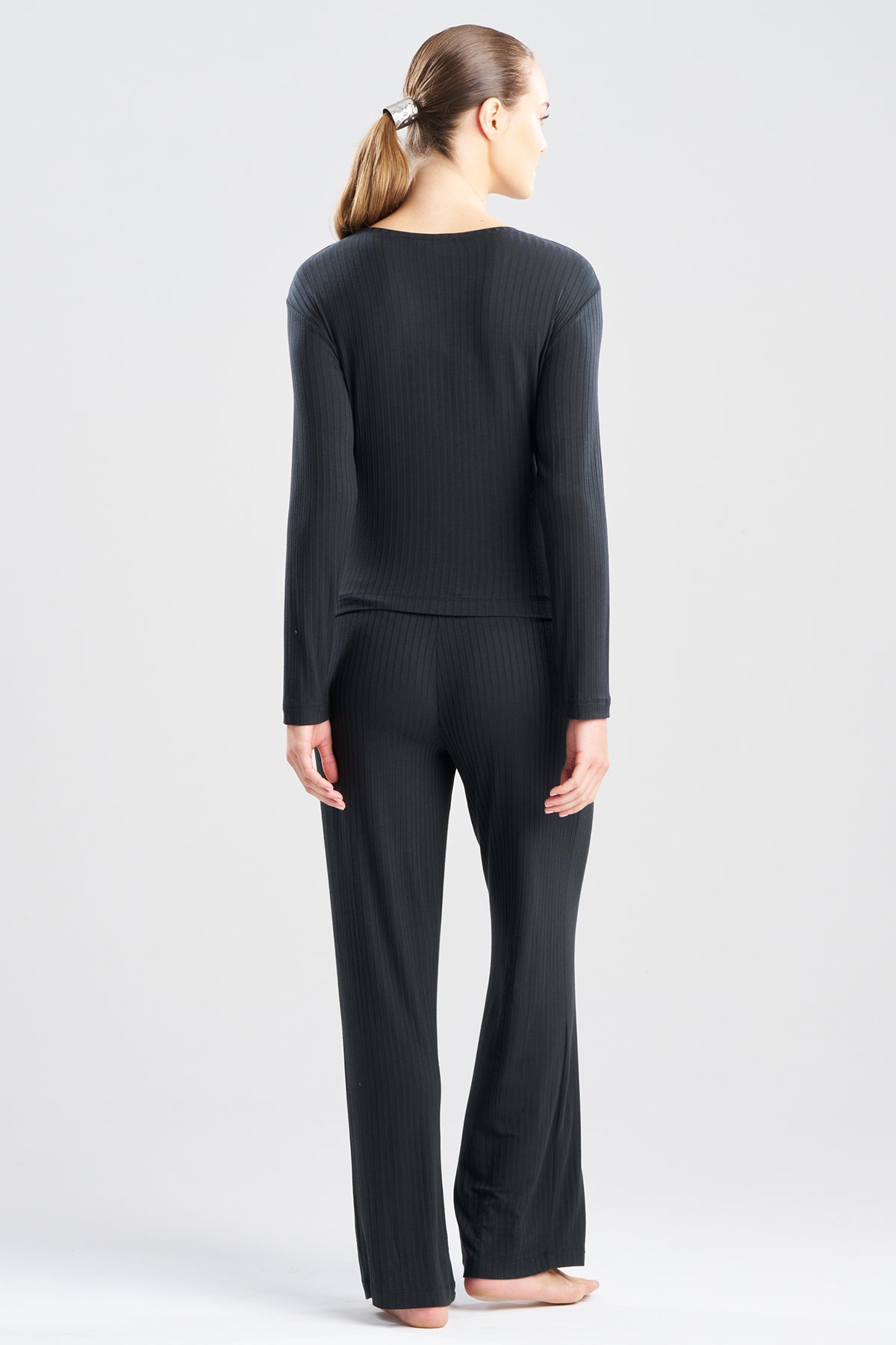 Skye Rib Ease Long Sleeve Top Black
