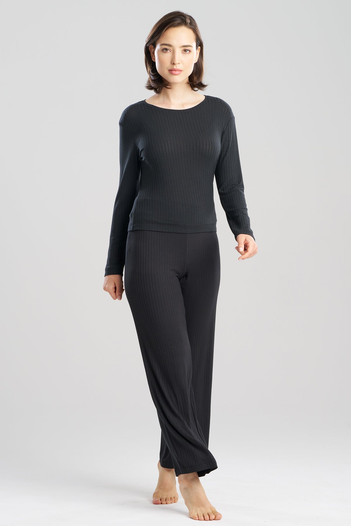 Skye Rib Ease Long Sleeve Top Black
