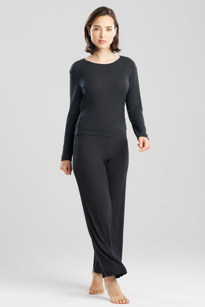 Skye Rib Ease Long Sleeve Top Black