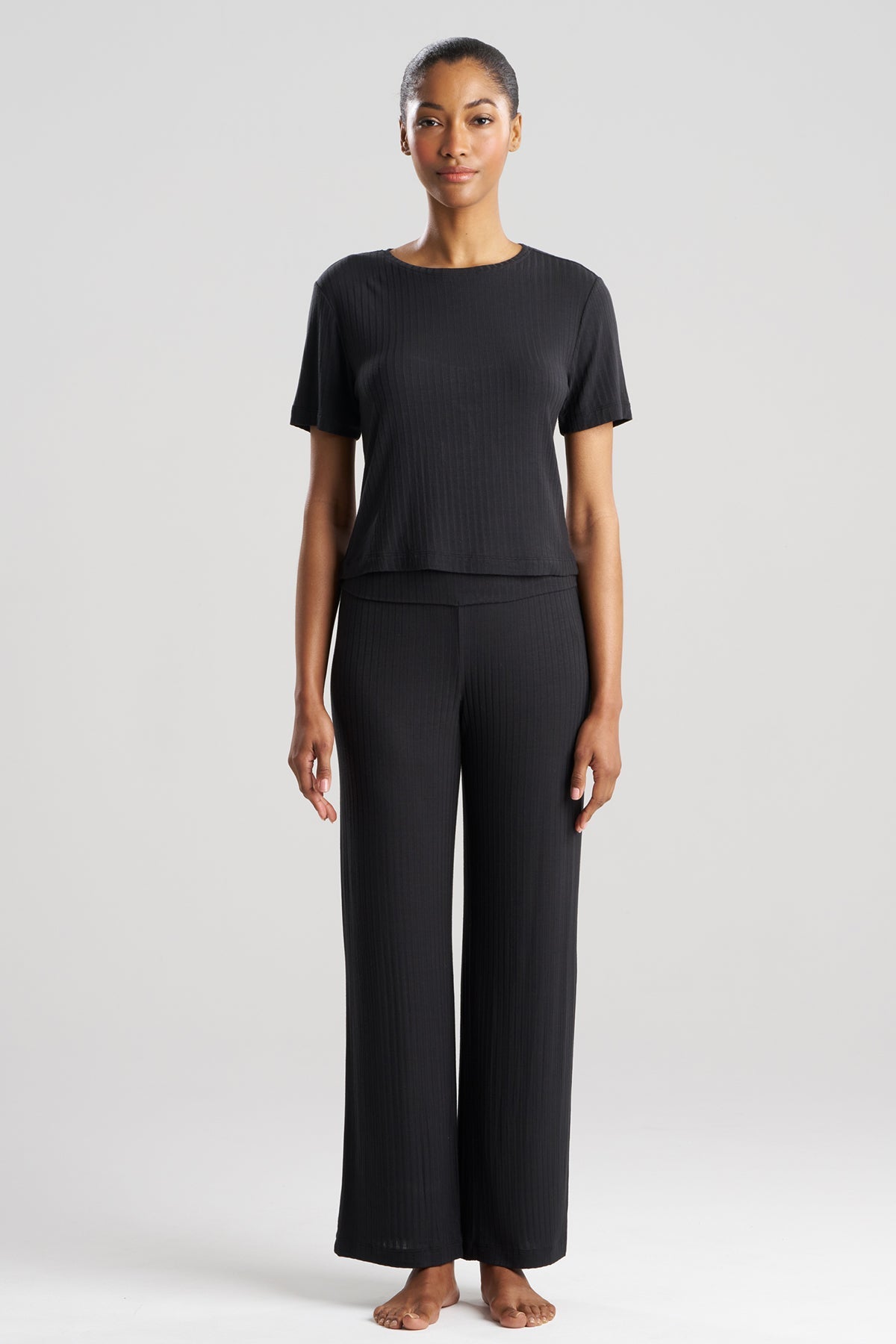 Skye Rib Ease Short Sleeve Top Black