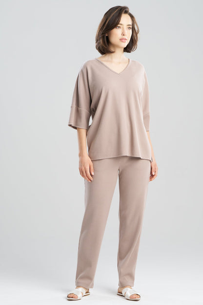 Tranquility Waffle V-Neck Top Mink