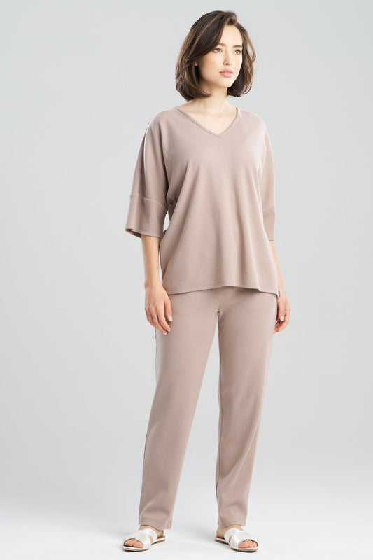 Tranquility Waffle V-Neck Top Mink