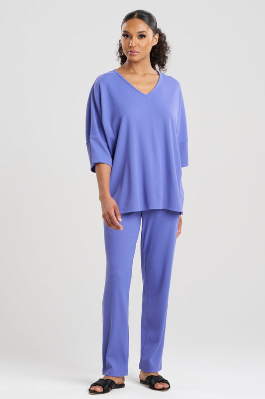 Tranquility Waffle V-Neck Top Windy Blue