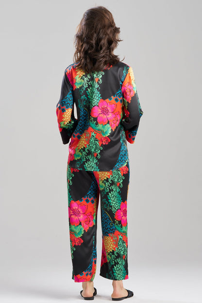Harvest Printed Satin Mandarin PJ Set Harvest Black