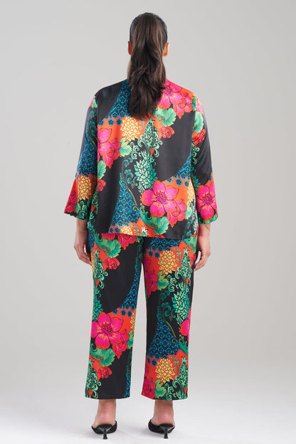 Harvest Printed Satin Mandarin PJ Set Harvest Black