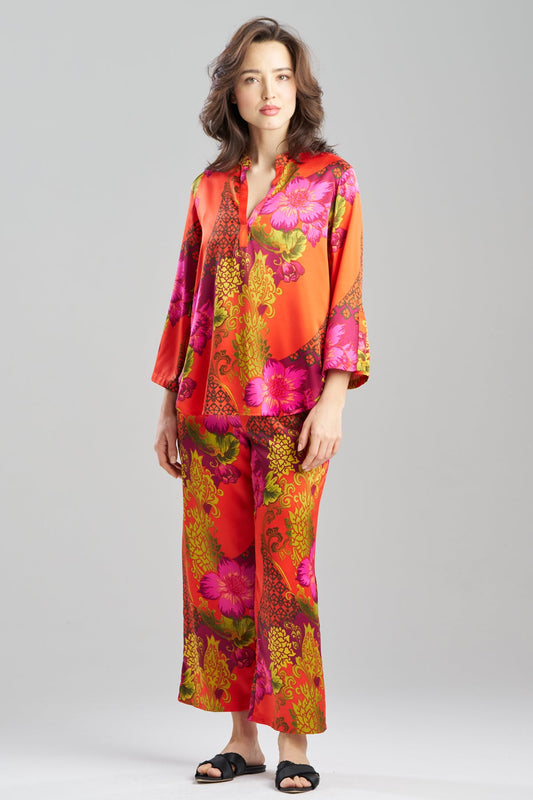 Harvest Printed Satin Mandarin PJ Set Harvest Orange