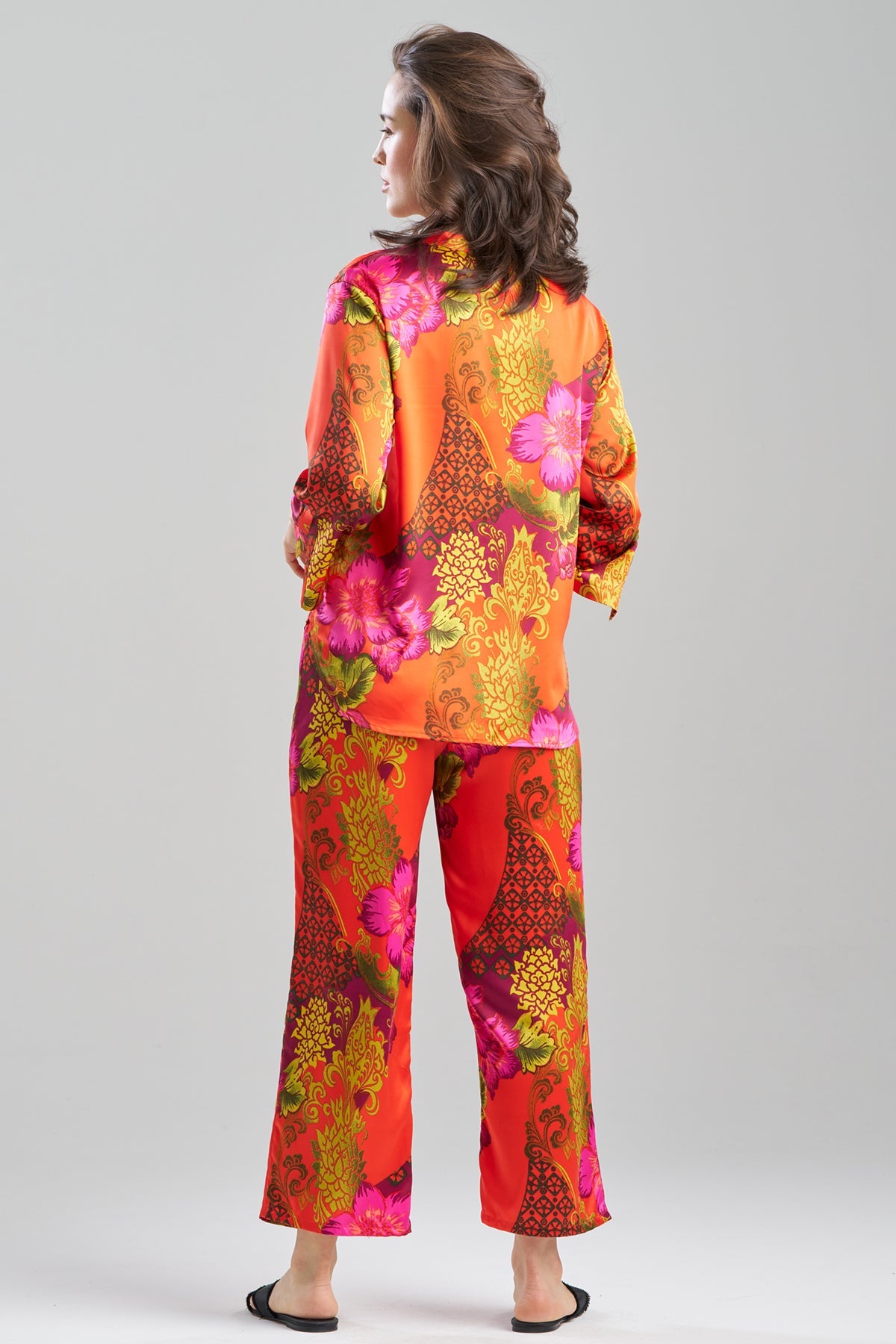 Harvest Printed Satin Mandarin PJ Set Harvest Orange