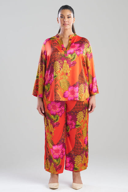 Harvest Printed Satin Mandarin PJ Set Harvest Orange