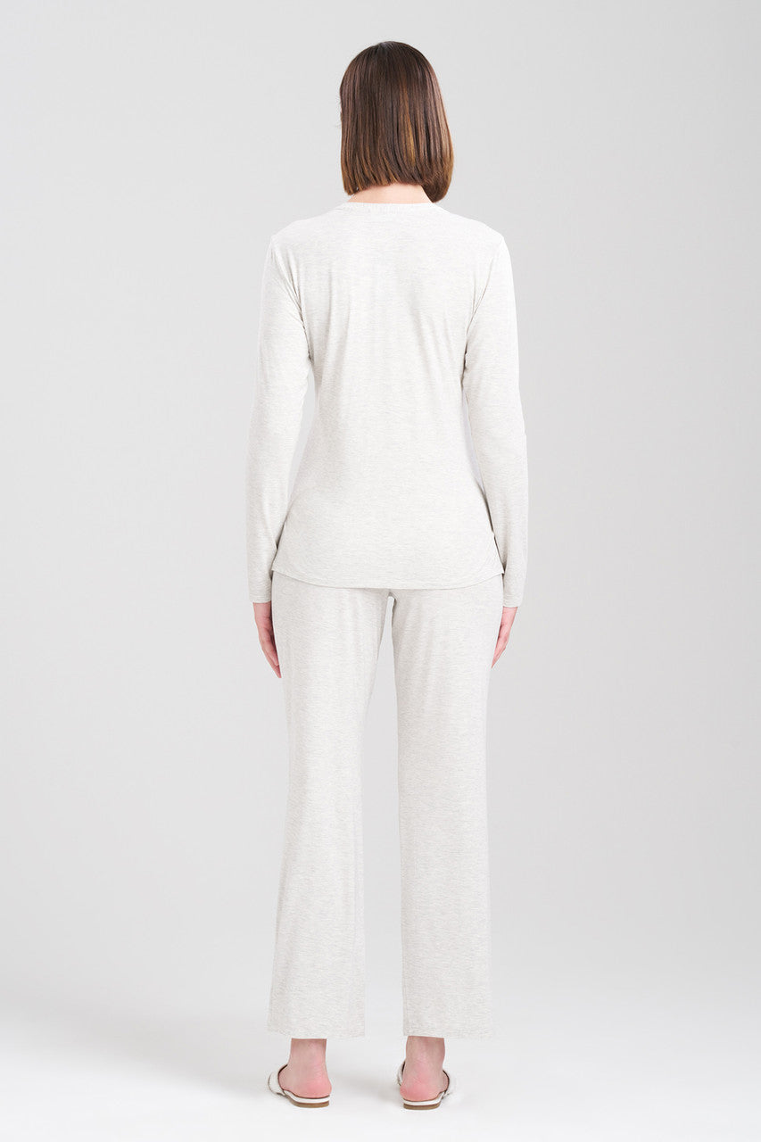 Buy Feathers Essentials Lenzing™ Ecovero™ Viscose Lace Applique PJ in Heather Pebblestone Online Light Heather Grey