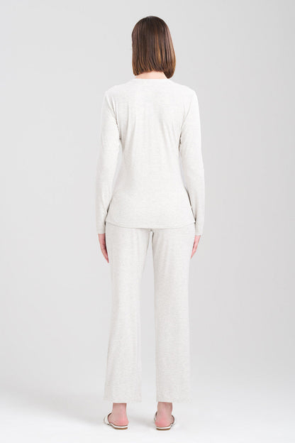 Buy Feathers Essentials Lenzing™ Ecovero™ Viscose Lace Applique PJ in Heather Pebblestone Online Light Heather Grey