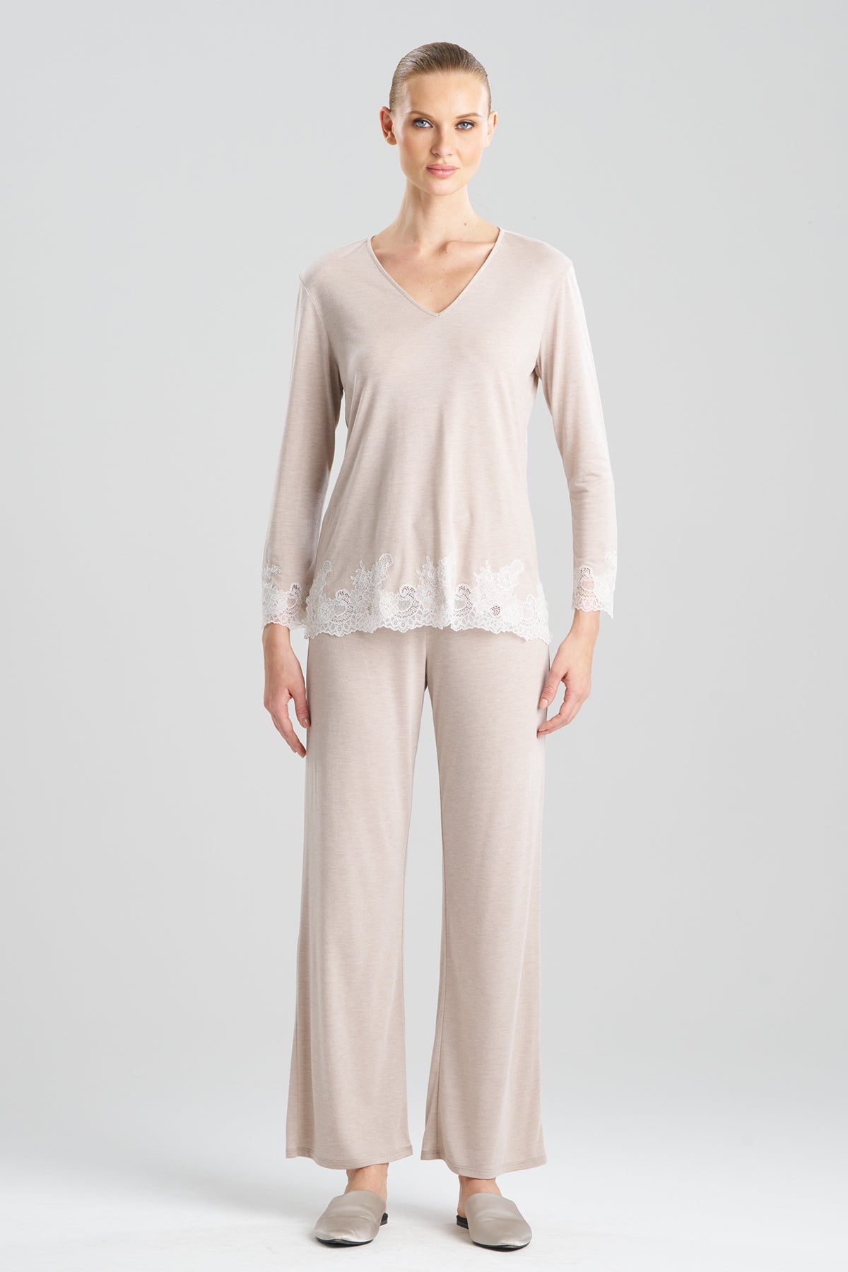 Buy Luxe Shangri-La TENCEL™ Long Sleeve PJ in Heather Cashmere Online Heather Cashmere