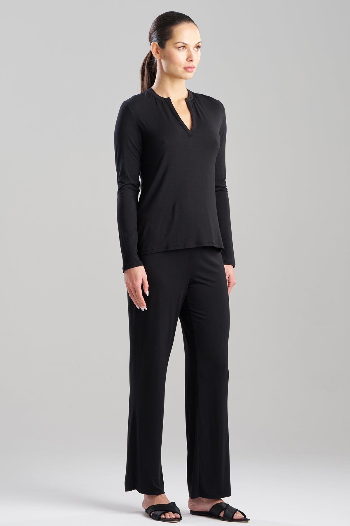 Buy Feathers Essentials Lenzing™ Ecovero™ Viscose PJ in Black Online Black