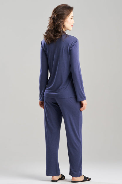 Shangri-La Embroidered TENCEL™ Notch PJ Heather Night Blue