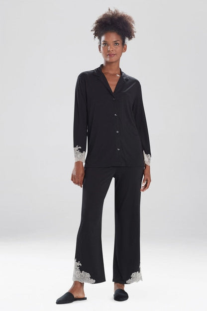 Buy Luxe Shangri-La TENCEL™ Long Sleeve Notch PJ in Black Online Black