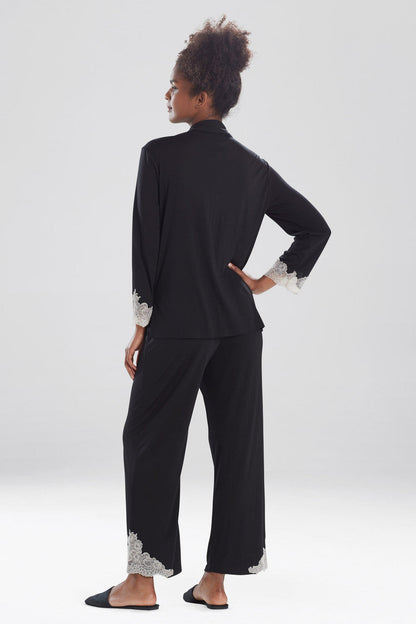 Buy Luxe Shangri-La TENCEL™ Long Sleeve Notch PJ in Black Online Black