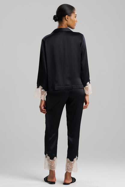 Buy Lolita Lace Trim Silk Notch PJ in Black/Ecru Online Black/Ecru