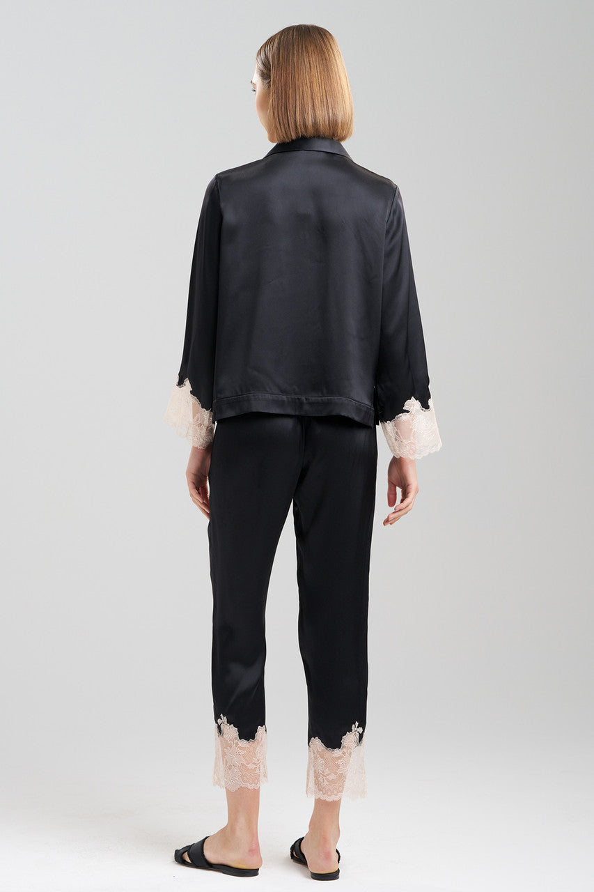 Buy Lolita Lace Trim Silk Notch PJ in Black/Ecru Online Black/Ecru