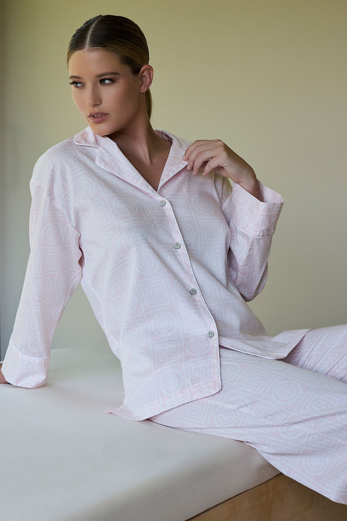 Buy Infinity Cotton Sateen Notch PJ in Blush Pink Online Blush Pink