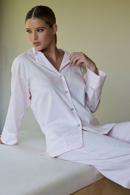 Buy Infinity Cotton Sateen Notch PJ in Blush Pink Online Blush Pink