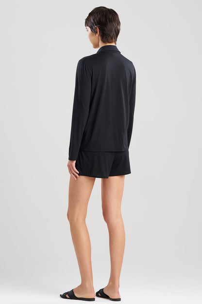 Shangri-La Embroidered TENCEL™ Notch Shorts PJ Black