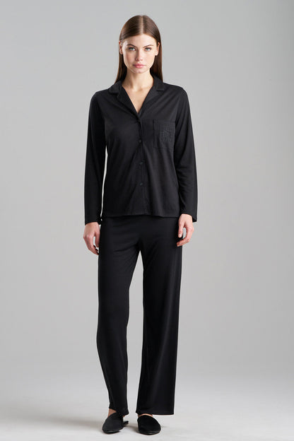 Buy Shangri-La Embroidered Notch PJ in Black Online Black