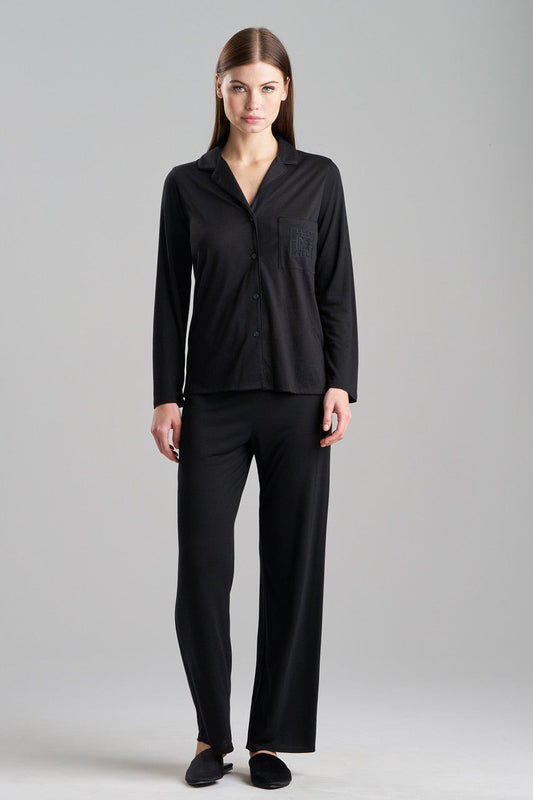 Buy Shangri-La Embroidered Notch PJ in Black Online Black