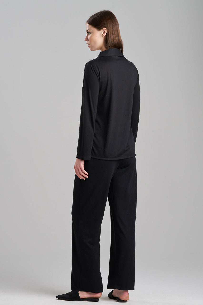 Buy Shangri-La Embroidered Notch PJ in Black Online Black