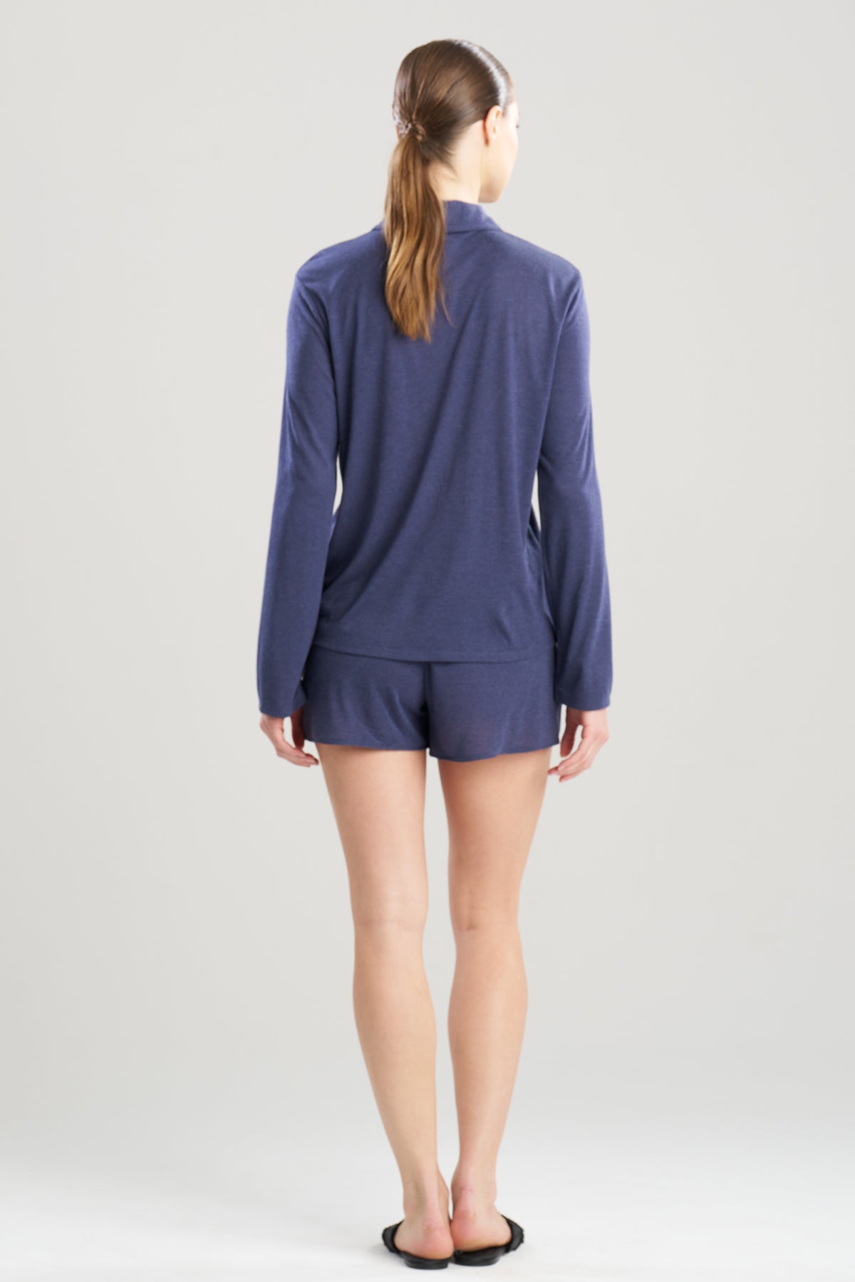 Shangri-La Embroidered TENCEL™ Notch Shorts PJ Heather Night Blue
