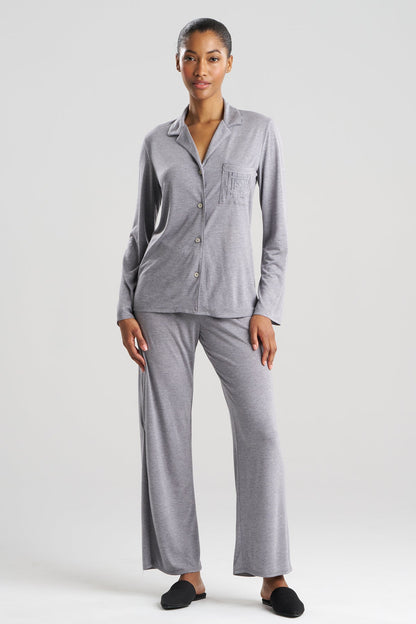Shangri-La Embroidered TENCEL™ Notch PJ Heather Grey
