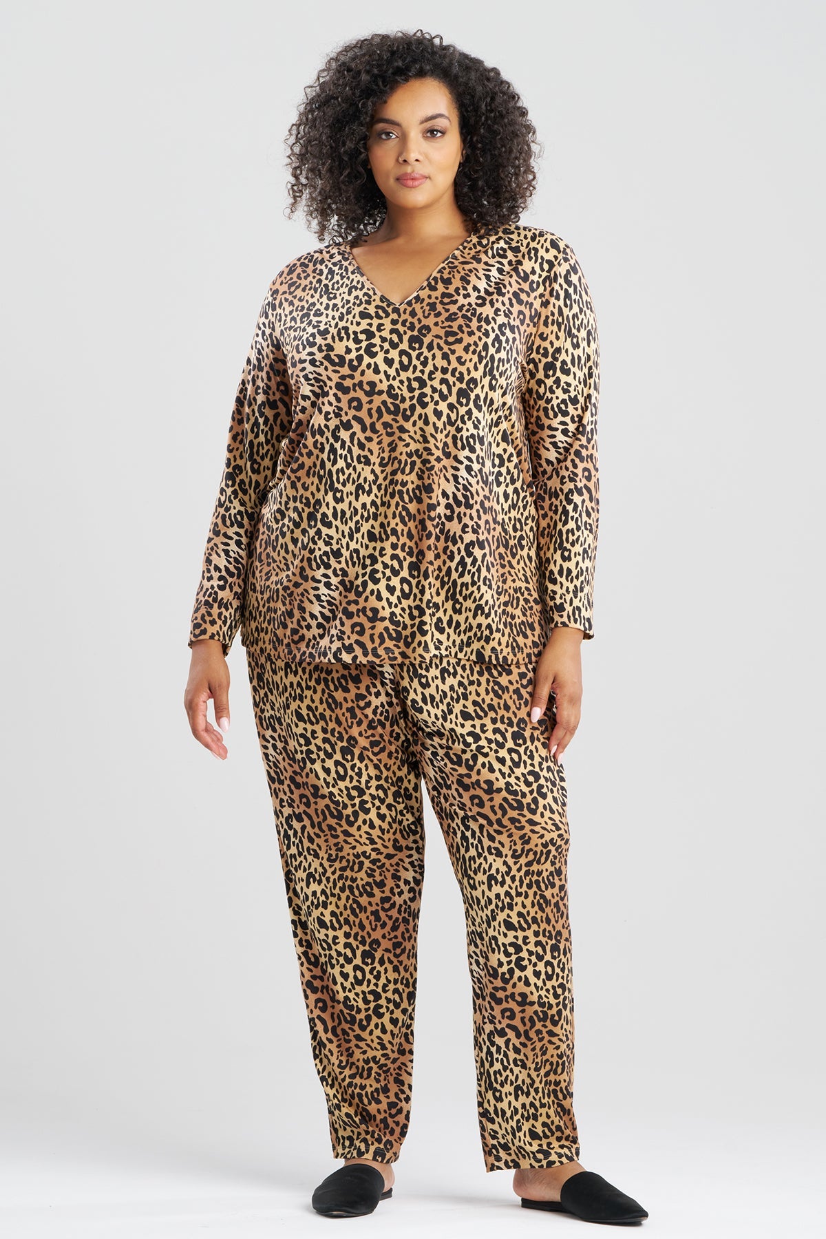Exotic Animal Cozy Knit V-Neck PJ Natural
