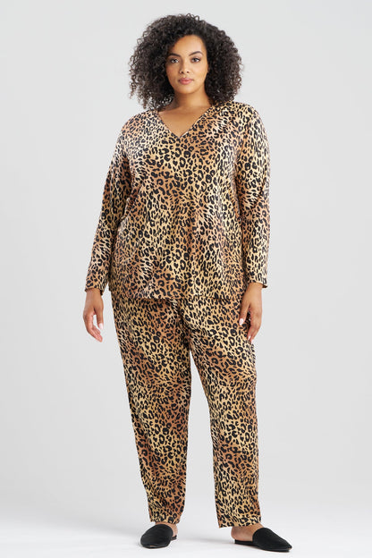 Exotic Animal Cozy Knit V-Neck PJ Natural