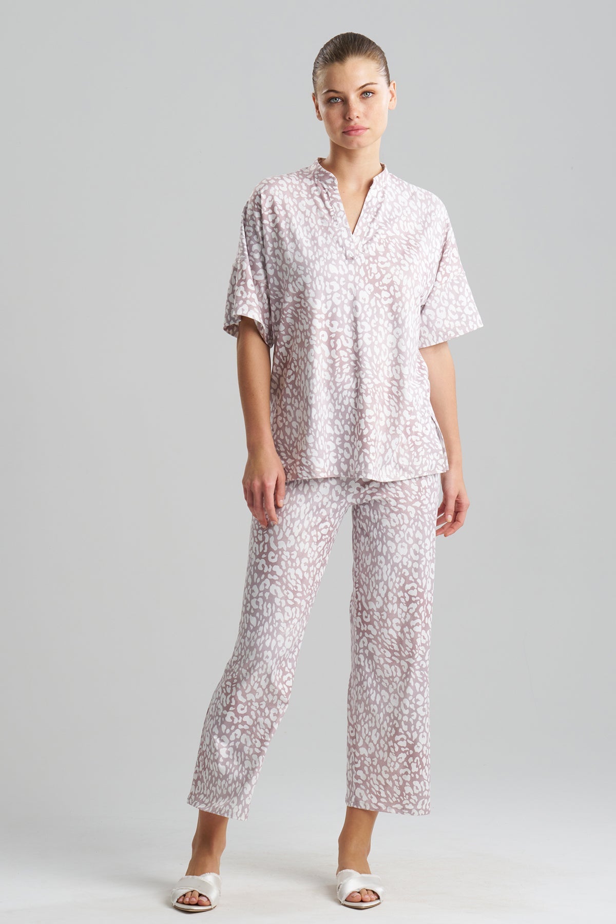 Misty Leopard Cozy Knit PJ Velvet Mink