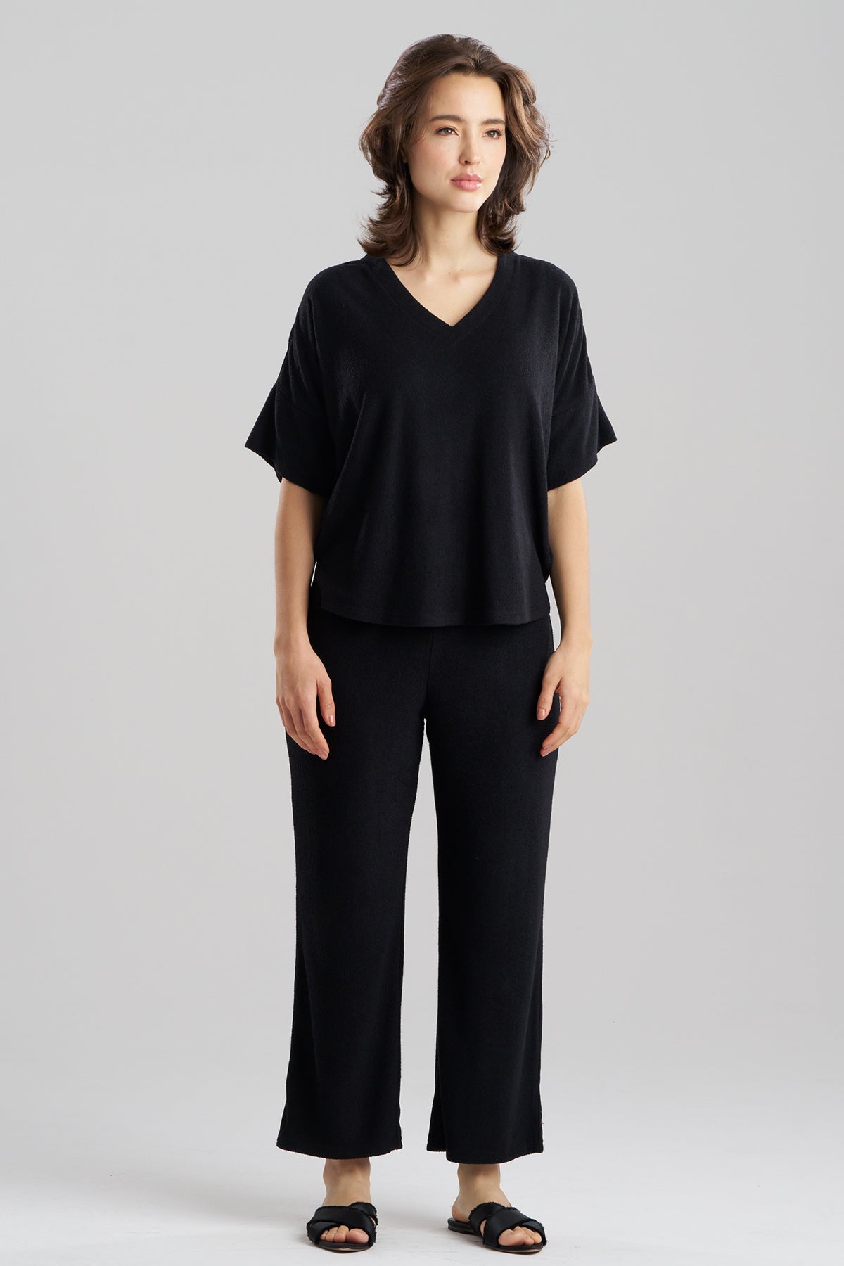 Terry Lounge Top & Pant Set Black