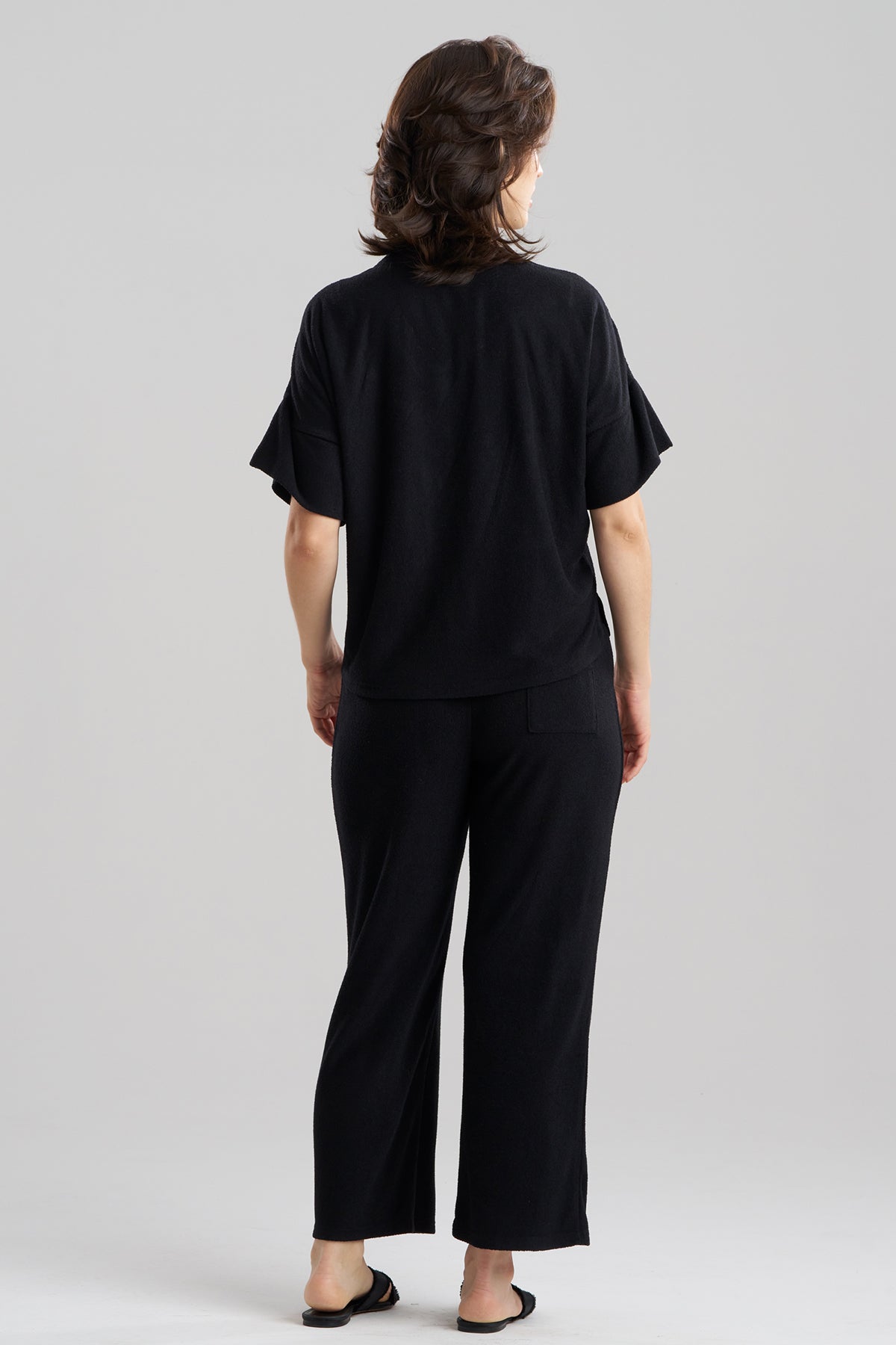 Terry Lounge Top & Pant Set Black