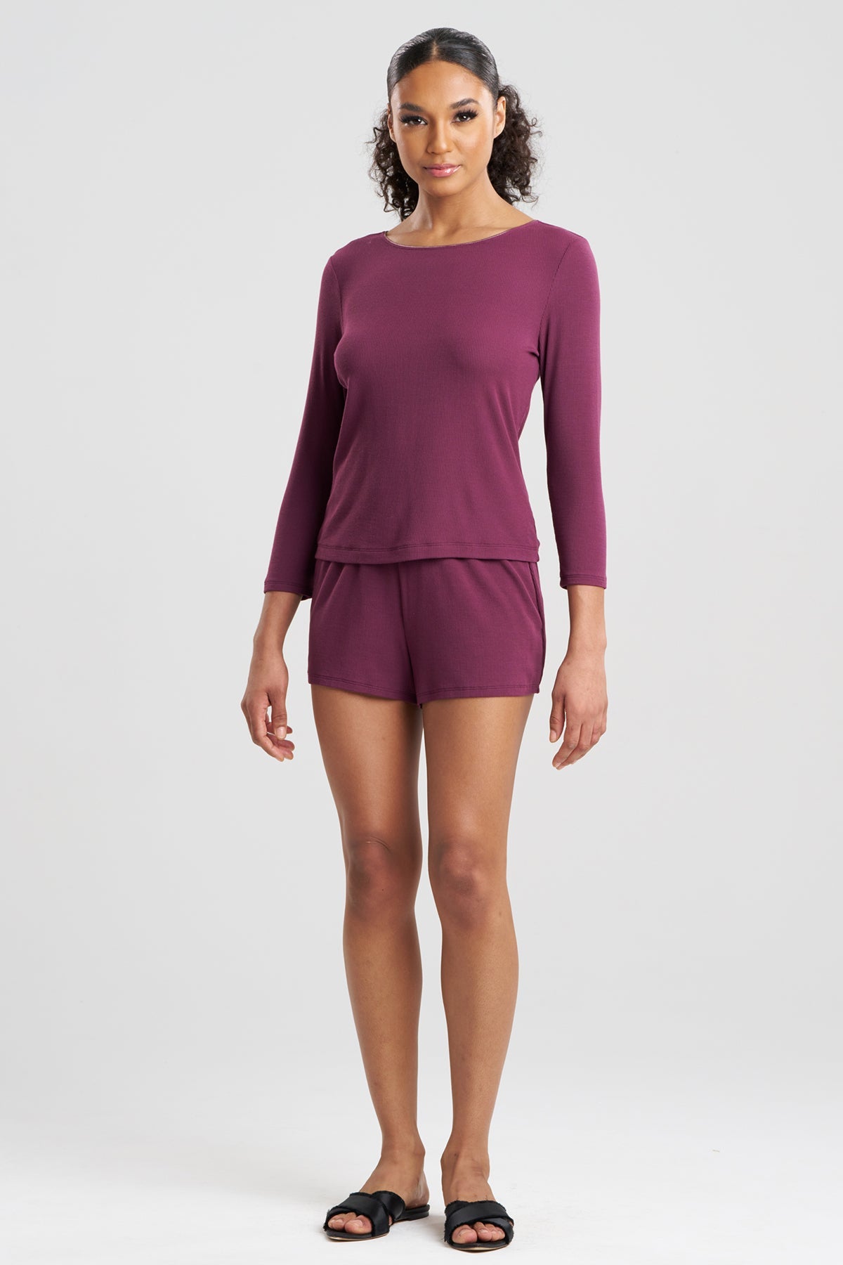 Rib Essentials Long Sleeve Shorts PJ Cherry Lacquer