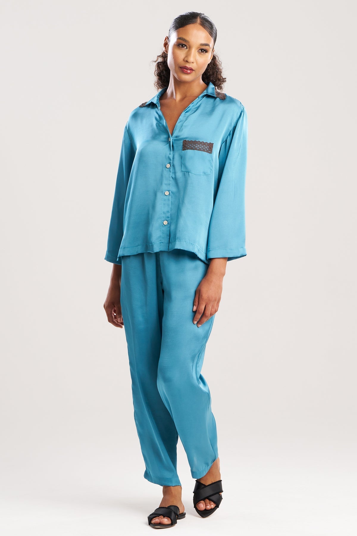 Ashley Icon Notch Lace PJ Blue Shadow