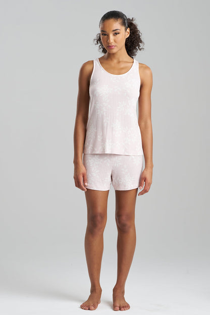 Aria Printed Rib Ease Shorts PJ Shell Pink