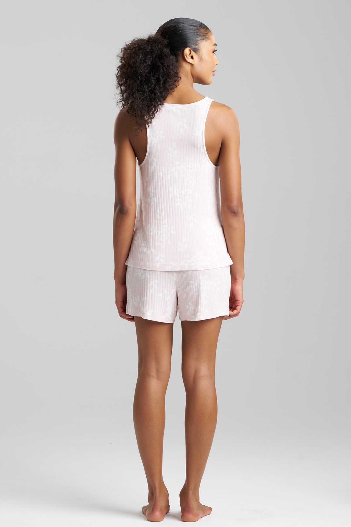 Aria Printed Rib Ease Shorts PJ Shell Pink