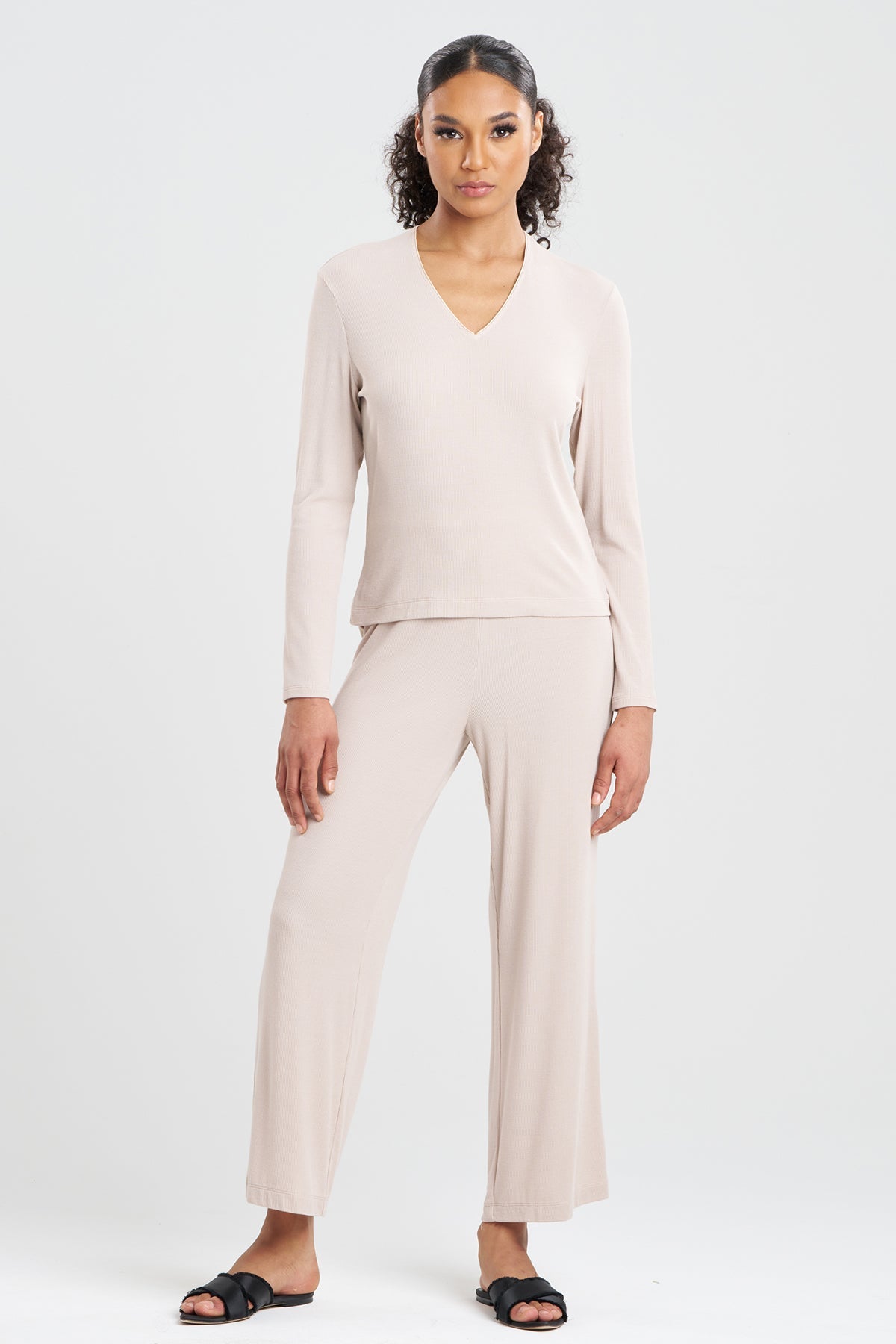 Rib Essentials V-Neck Long Sleeve PJ Cashmere