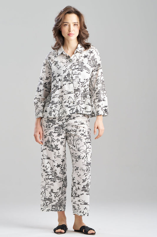 Toile Cotton Sateen Notch PJ Set Warm White
