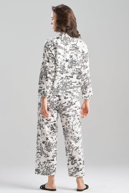 Toile Cotton Sateen Notch PJ Set Warm White