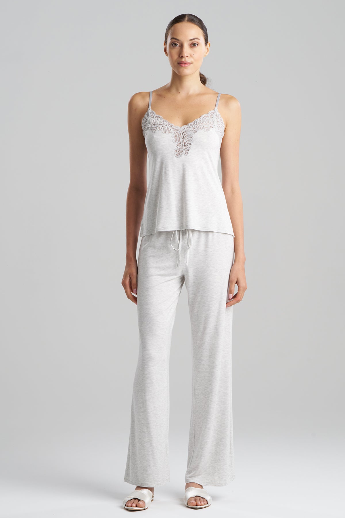 Buy Feathers Essentials Lenzing™ Ecovero™ Viscose Lace Cami PJ in Light Heather Grey Online Light Heather Grey