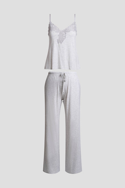 Buy Feathers Essentials Lenzing™ Ecovero™ Viscose Lace Cami PJ in Light Heather Grey Online Light Heather Grey