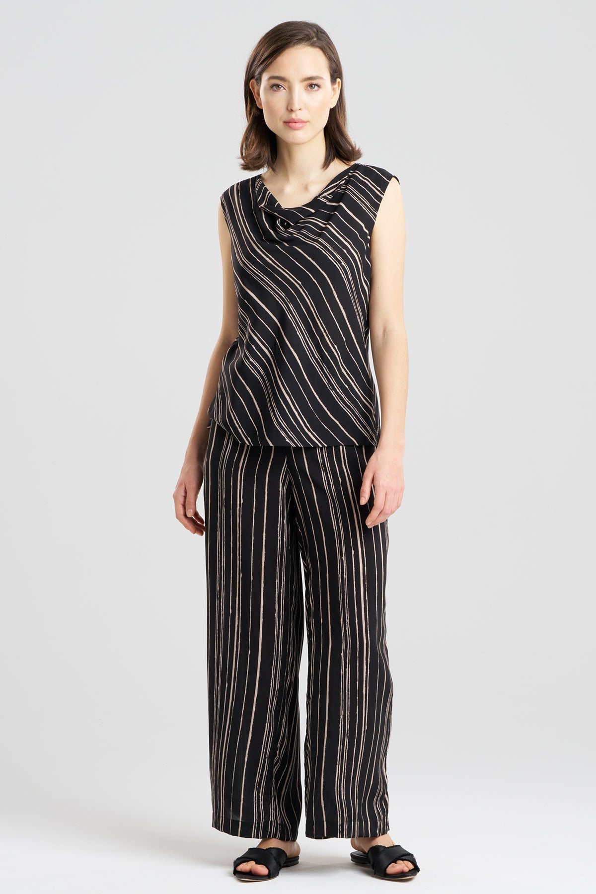 Tate Silk Modal Cowl Top PJ Black